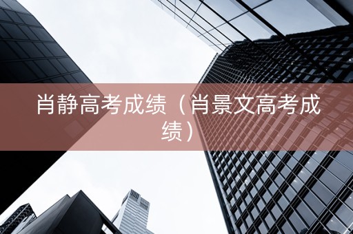 肖静高考成绩（肖景文高考成绩）