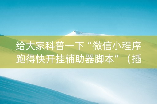 给大家科普一下“微信小程序跑得快开挂辅助器脚本”（插件可信吗)