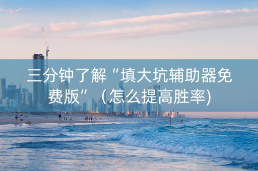 三分钟了解“填大坑辅助器免费版”（怎么提高胜率)