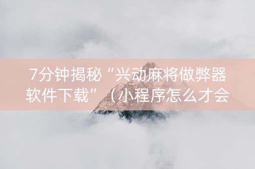 7分钟揭秘“兴动麻将做弊器软件下载”（小程序怎么才会赢)