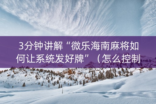 3分钟讲解“微乐海南麻将如何让系统发好牌”（怎么控制输赢)