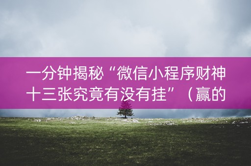 一分钟揭秘“微信小程序财神十三张究竟有没有挂”（赢的技巧规律)