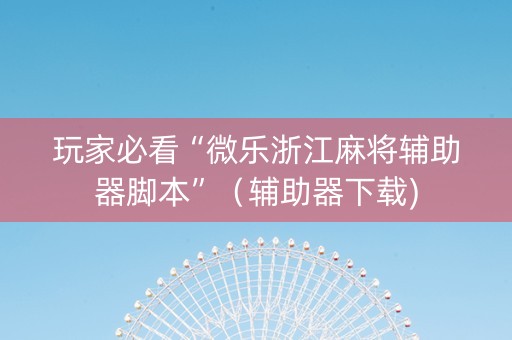 玩家必看“微乐浙江麻将辅助器脚本”（辅助器下载)