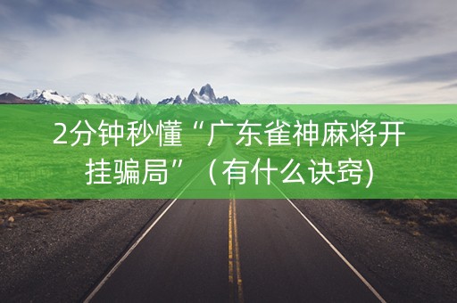 2分钟秒懂“广东雀神麻将开挂骗局”（有什么诀窍)