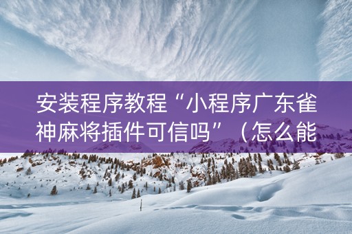 安装程序教程“小程序广东雀神麻将插件可信吗”（怎么能得到好牌)