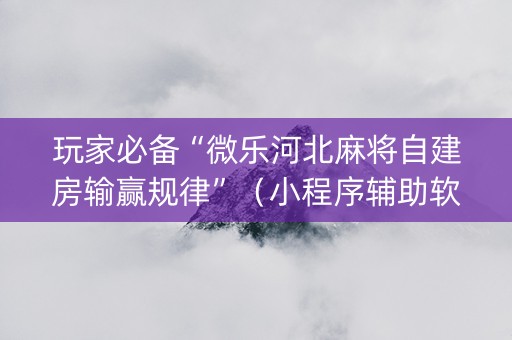 玩家必备“微乐河北麻将自建房输赢规律”（小程序辅助软件)