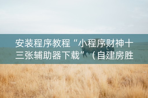 安装程序教程“小程序财神十三张辅助器下载”（自建房胜负规律)