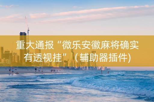 重大通报“微乐安徽麻将确实有透视挂”（辅助器插件)