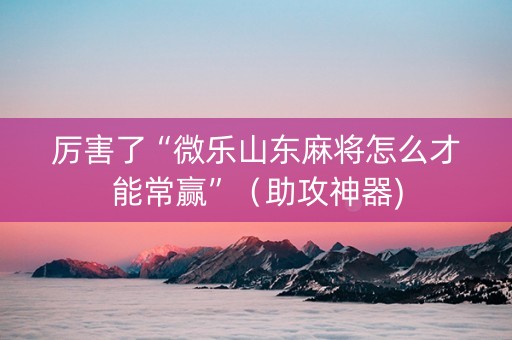 厉害了“微乐山东麻将怎么才能常赢”（助攻神器)