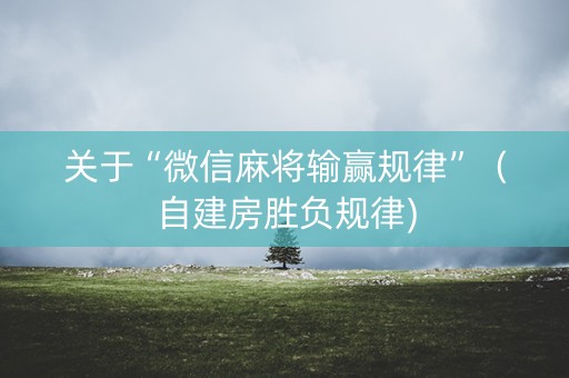 关于“微信麻将输赢规律”（自建房胜负规律)