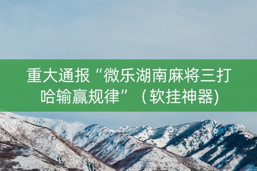 重大通报“微乐湖南麻将三打哈输赢规律”（软挂神器)