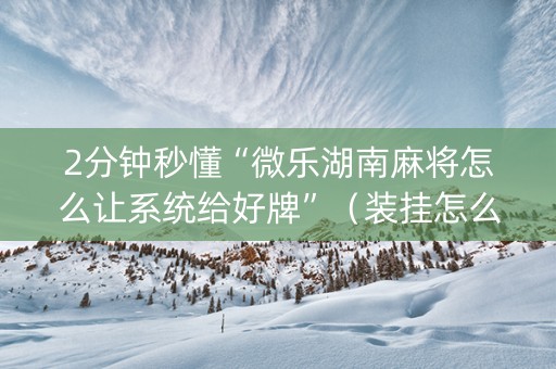2分钟秒懂“微乐湖南麻将怎么让系统给好牌”（装挂怎么安装)