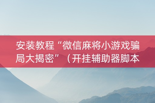 安装教程“微信麻将小游戏骗局大揭密”（开挂辅助器脚本)