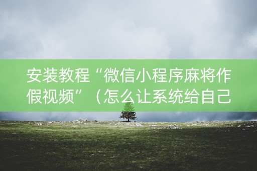 安装教程“微信小程序麻将作假视频”（怎么让系统给自己好牌)