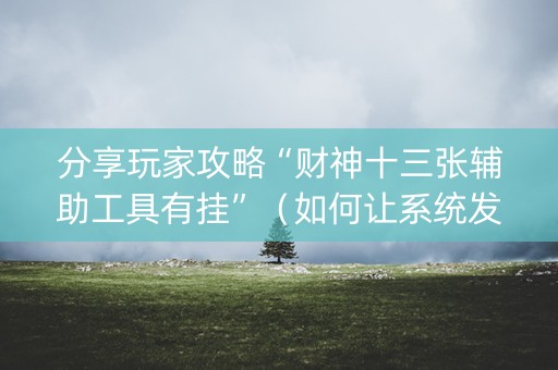 分享玩家攻略“财神十三张辅助工具有挂”（如何让系统发好牌)