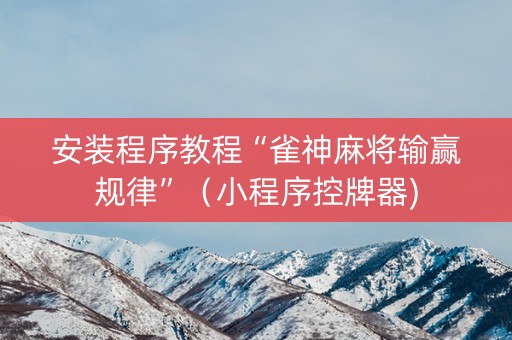 安装程序教程“雀神麻将输赢规律”（小程序控牌器)