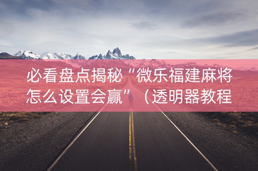 必看盘点揭秘“微乐福建麻将怎么设置会赢”（透明器教程)