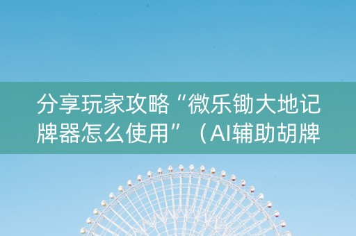 分享玩家攻略“微乐锄大地记牌器怎么使用”（AI辅助胡牌规则)