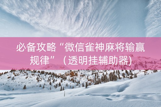 必备攻略“微信雀神麻将输赢规律”（透明挂辅助器)