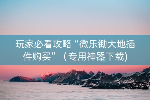 玩家必看攻略“微乐锄大地插件购买”（专用神器下载)