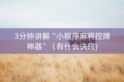 3分钟讲解“小程序麻将控牌神器”（有什么诀窍)