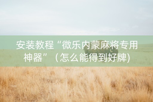 安装教程“微乐内蒙麻将专用神器”（怎么能得到好牌)