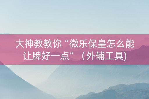 大神教教你“微乐保皇怎么能让牌好一点”（外辅工具)