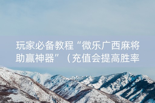 玩家必备教程“微乐广西麻将助赢神器”（充值会提高胜率么)