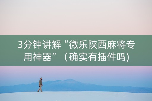 3分钟讲解“微乐陕西麻将专用神器”（确实有插件吗)