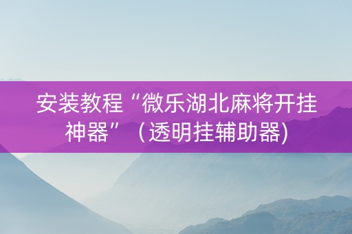 安装教程“微乐湖北麻将开挂神器”（透明挂辅助器)