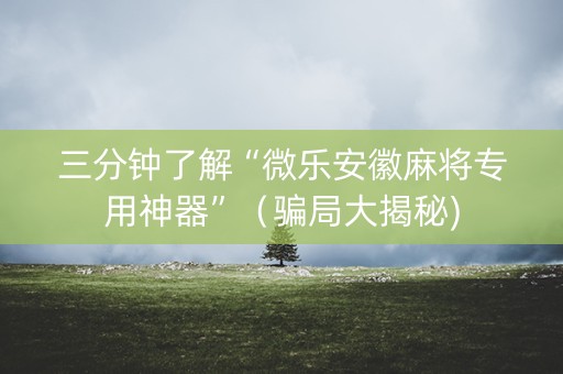 三分钟了解“微乐安徽麻将专用神器”（骗局大揭秘)