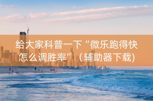 给大家科普一下“微乐跑得快怎么调胜率”（辅助器下载)
