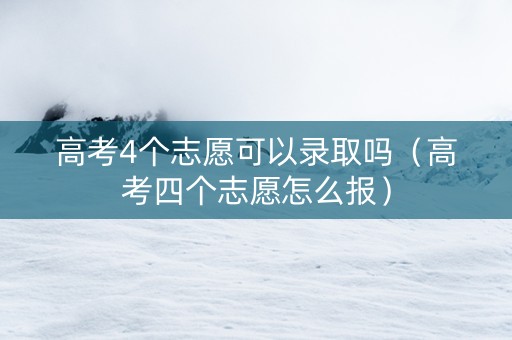 高考4个志愿可以录取吗（高考四个志愿怎么报）