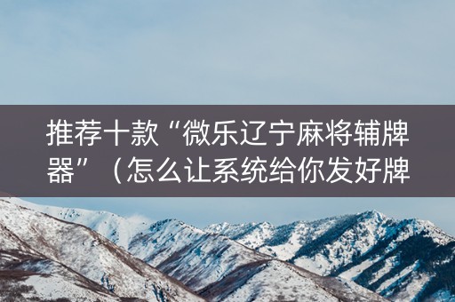 推荐十款“微乐辽宁麻将辅牌器”（怎么让系统给你发好牌)