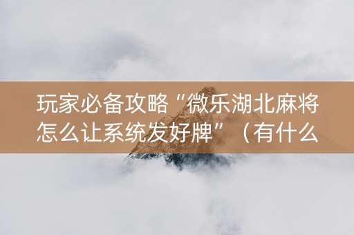 玩家必备攻略“微乐湖北麻将怎么让系统发好牌”（有什么规律)