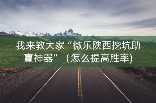 我来教大家“微乐陕西挖坑助赢神器”（怎么提高胜率)