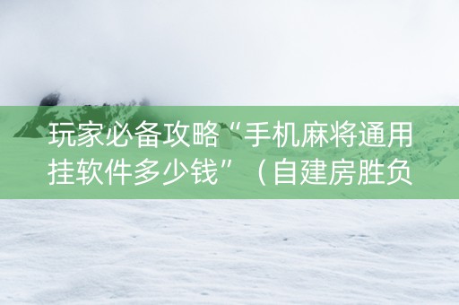 玩家必备攻略“手机麻将通用挂软件多少钱”（自建房胜负规律)