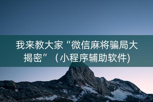 我来教大家“微信麻将骗局大揭密”（小程序辅助软件)