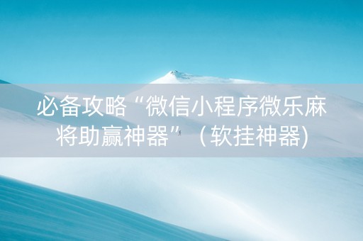 必备攻略“微信小程序微乐麻将助赢神器”（软挂神器)