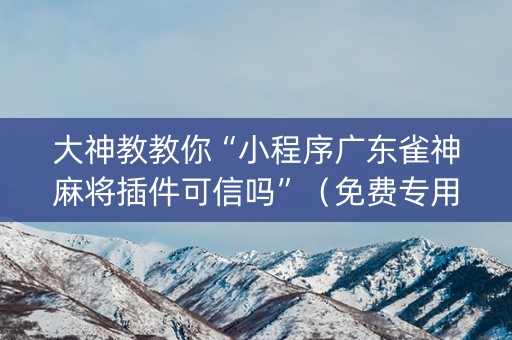 大神教教你“小程序广东雀神麻将插件可信吗”（免费专用神器)