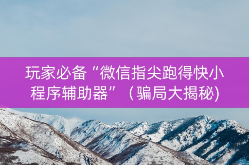 玩家必备“微信指尖跑得快小程序辅助器”（骗局大揭秘)