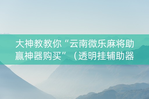 大神教教你“云南微乐麻将助赢神器购买”（透明挂辅助器)