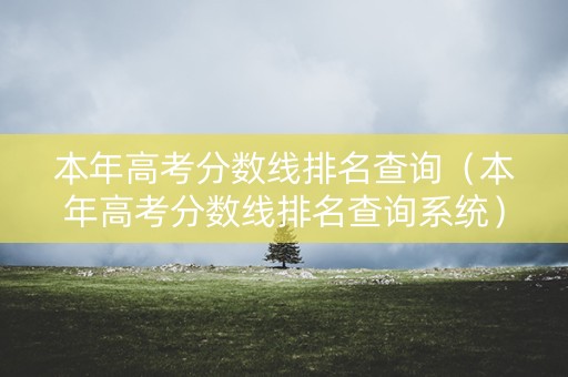 本年高考分数线排名查询（本年高考分数线排名查询系统）