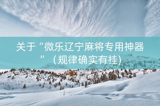 关于“微乐辽宁麻将专用神器”（规律确实有挂)