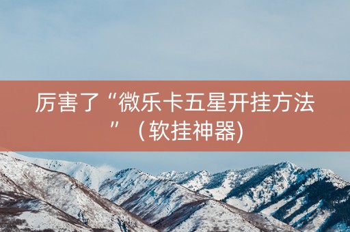 厉害了“微乐卡五星开挂方法”（软挂神器)