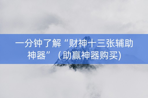 一分钟了解“财神十三张辅助神器”（助赢神器购买)