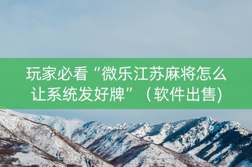 玩家必看“微乐江苏麻将怎么让系统发好牌”（软件出售)
