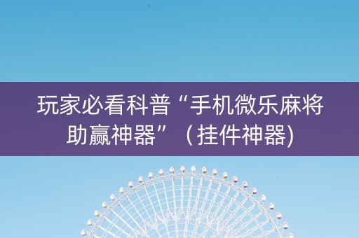 玩家必看科普“手机微乐麻将助赢神器”（挂件神器)