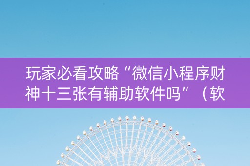 玩家必看攻略“微信小程序财神十三张有辅助软件吗”（软件出售)