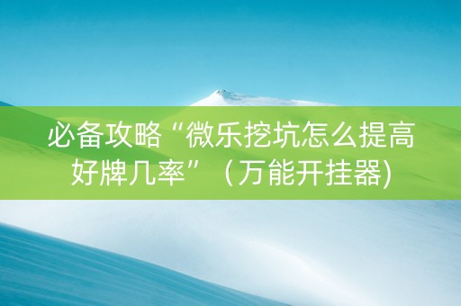 必备攻略“微乐挖坑怎么提高好牌几率”（万能开挂器)